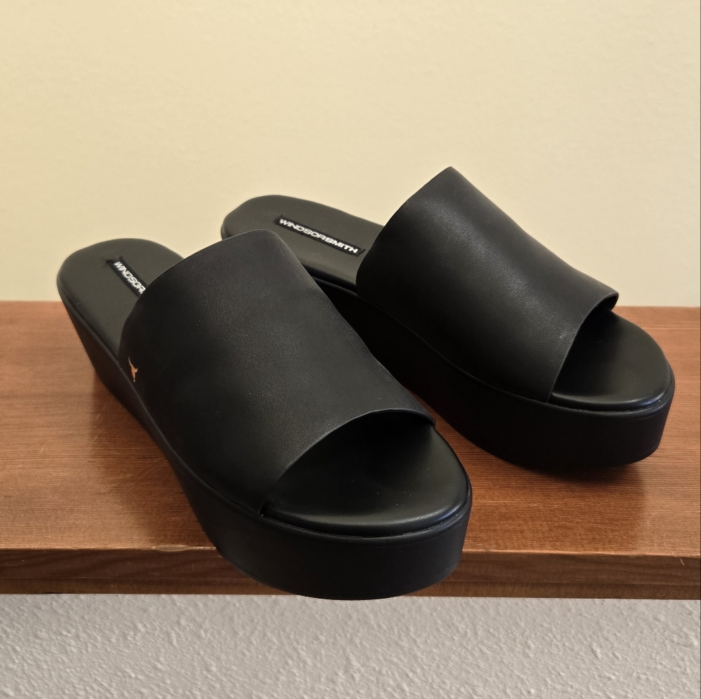 Leather Platform Slides - Picture 2 of 4